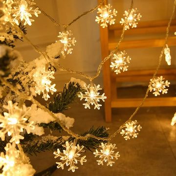 guirlande lumineuse flocons neige blanc multicolore noël anniversaire mariage clips décoration moderne chambre salon