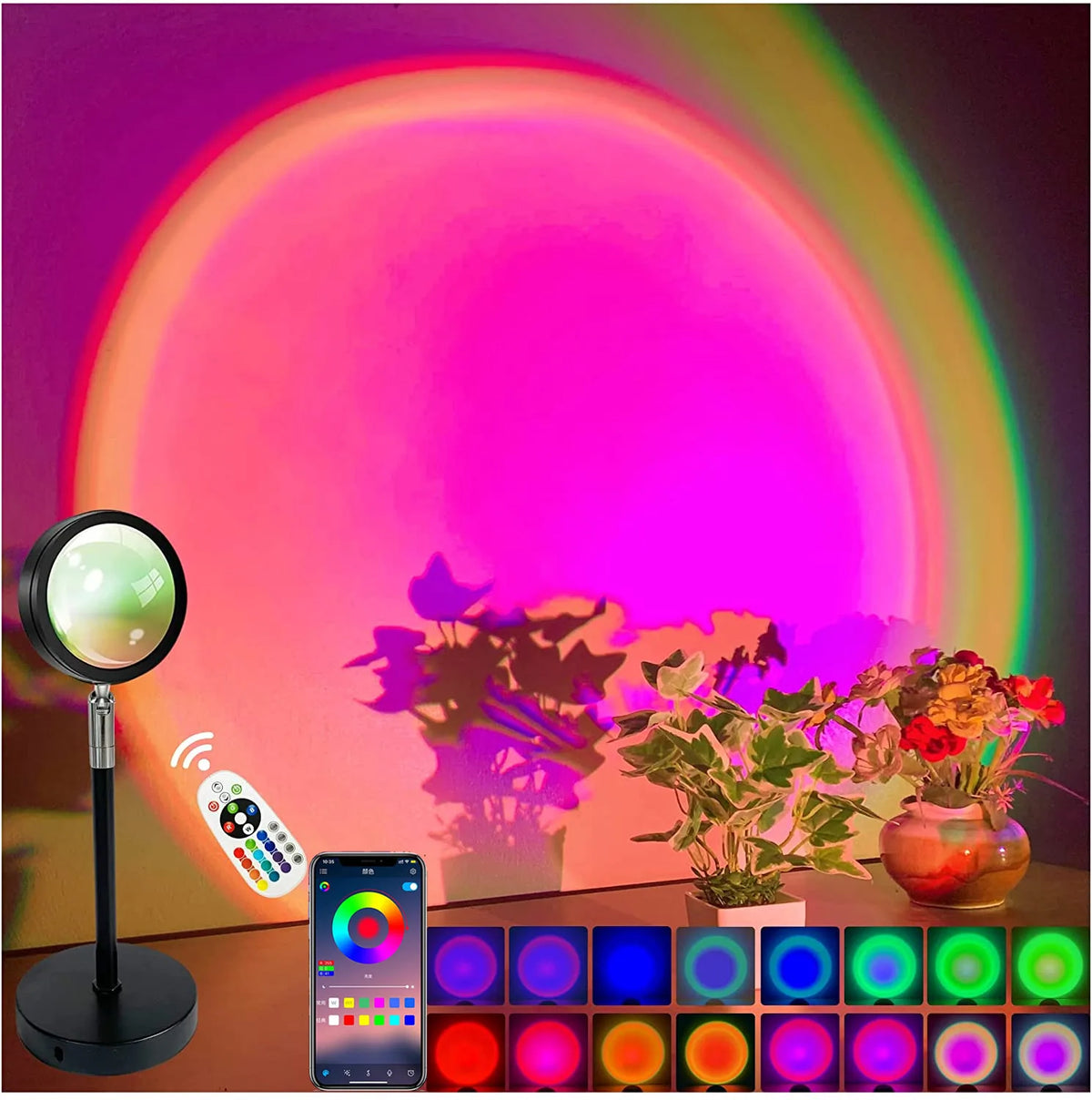 lampe projection veilleuse fée multicolore moderne télécommande bluetooth ambiance chambre vacances