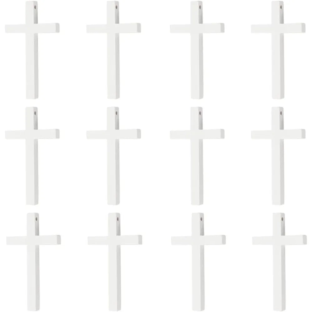 croix bois blanche classique décoration murale 12 pièces 6cm large