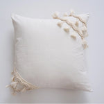 coussin carré bohème franges blanches beige décor maison tissu polyester simple 60x60cm
