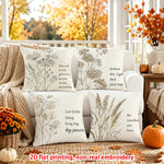 housses coussins décoratives automnales motif fleurs séchées blanc beige 40x40cm 45x45cm 50x50cm 60x60cm polyester