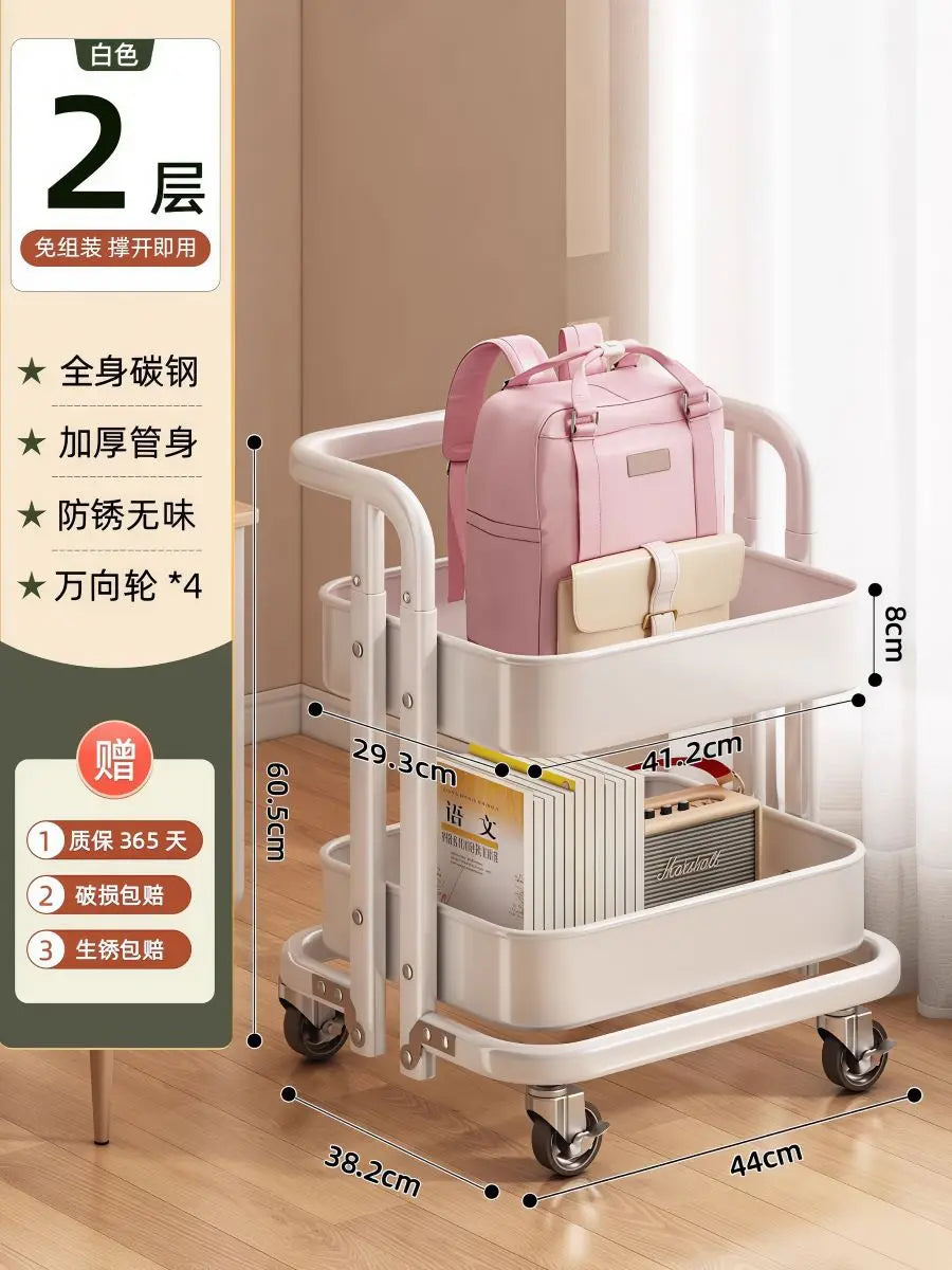 chariot roulette blanc moderne paniers grille taille roues opalets métal rangement cuisine portable