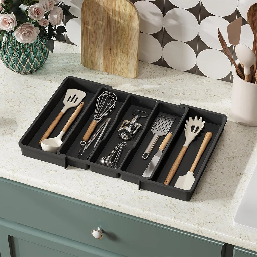 organisateur cuisine ensemble couteaux ustensils bois naturel moderne argenté fonctionnel