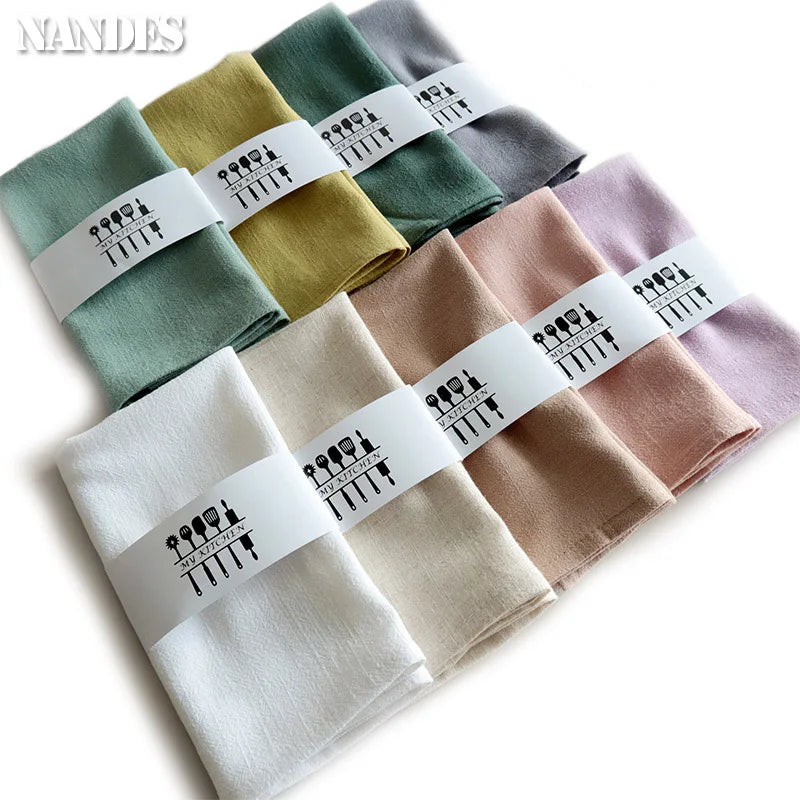 serviettes table coton texture lin moderne vert jaune gris rose beige blanc opaques clips