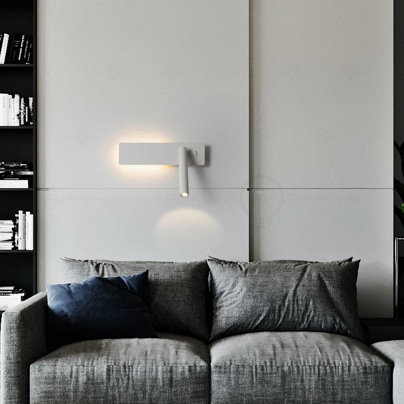 lampe murale moderne rotative bras articulé blanc led minimaliste fixée mur