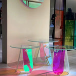 table basse moderne transparente effet arc ciel diamètre 40 hauteur 40 salon chambre coucher
