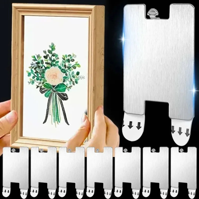 clips fixation argenté adhésifs modernes cadres photo affiches 10pcs minimalistes inoxydables