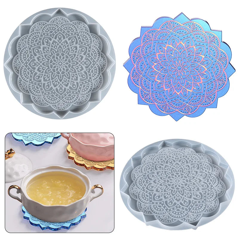 serviettes table motif floral gris bleu vert doré modernes silicone