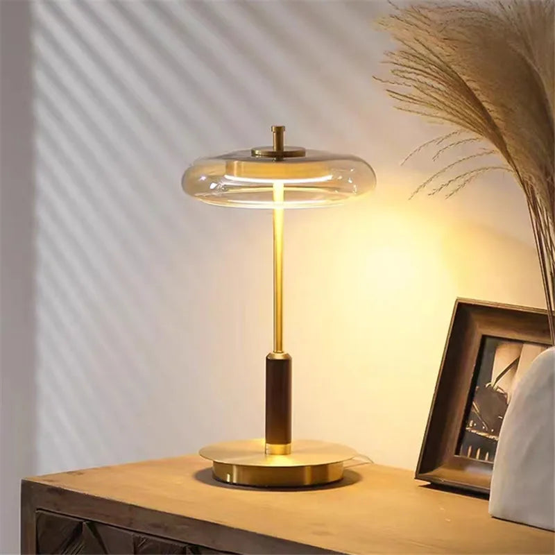 lampe moderne or bois transparent contemporain éclairage intérieur table floor ledversible