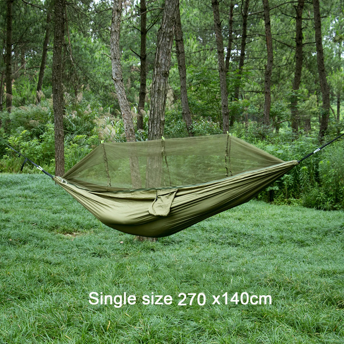 hamac nylon double taille vert olive bleu uni moderne moustiquaire sac rangement ceinture sécurité