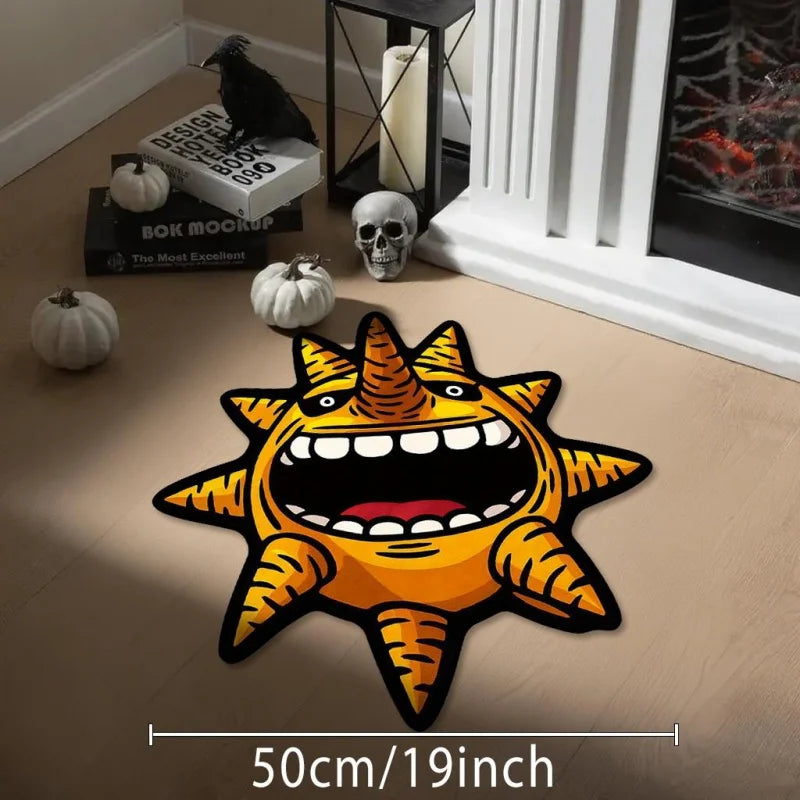 tapis dessin animé souriant jaune noir contemporain antidérapant intérieur extérieur prière camping voyage