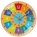 horloge murale silencieuse apprentissage dessin animé colorée enfants sections colorées motifs