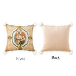 Coussins décoratifs carrés motif floral roses vintage beige lit canapé chambreextérieur