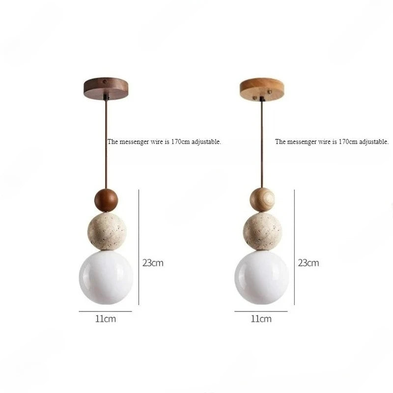 lampe suspendue pierre moderne ampoule g9 blanc beige marron foncé texture granulée lumière opaques