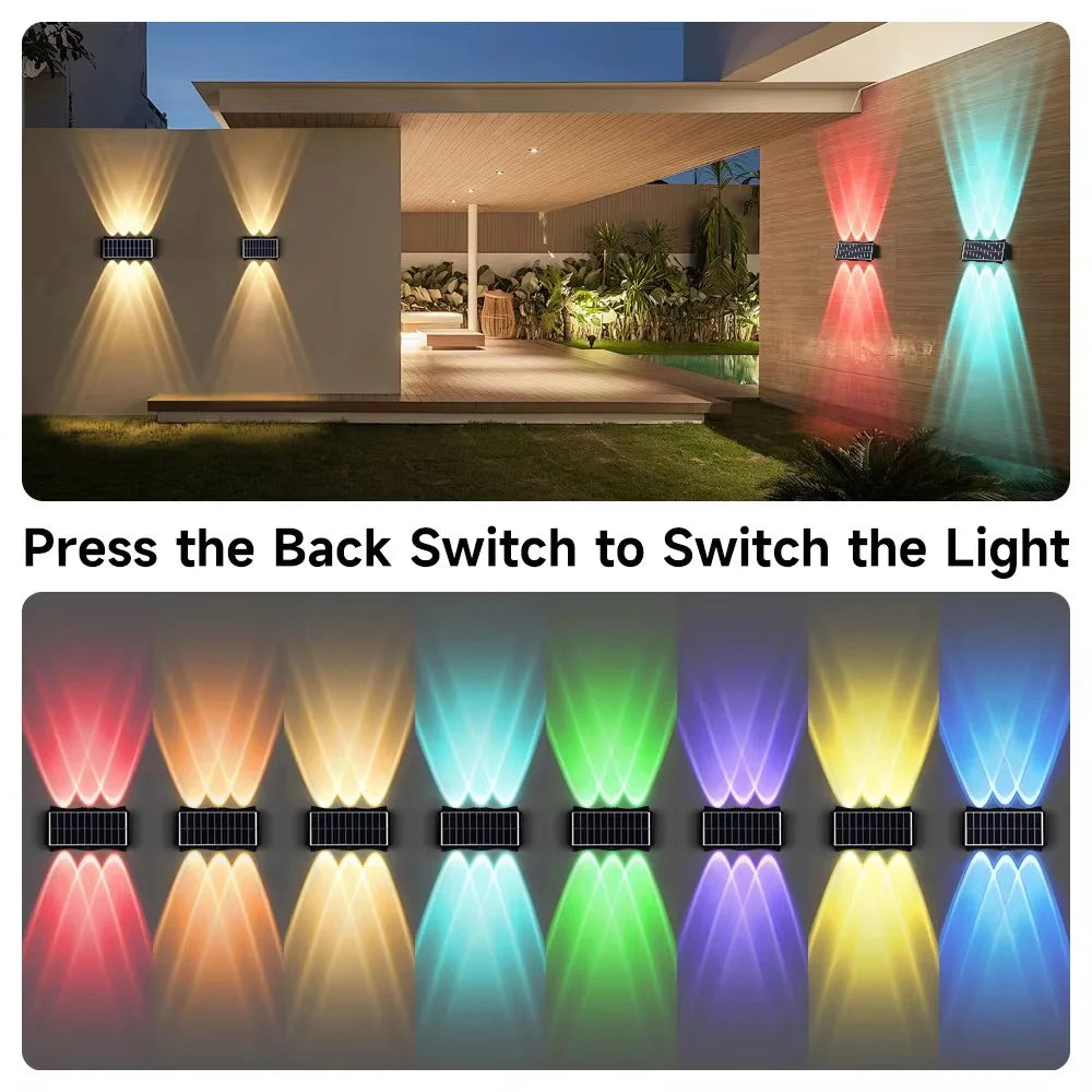 lumière solaire murale extérieure led moderne projection haut bas jardin