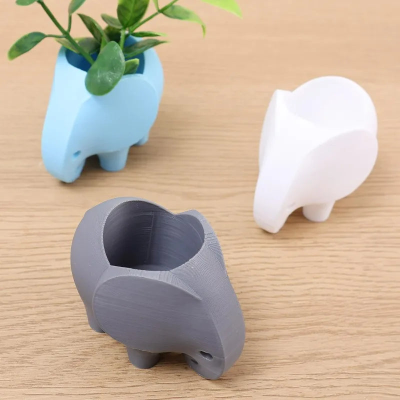 cache pots éléphant bleu gris blanc moderne adhésif decoration intérieure pot fleurs cactus