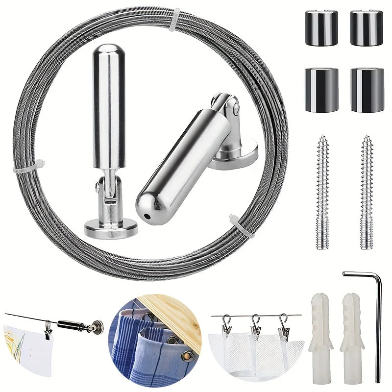 câble rideau ajustable argenté moderne 500cm supports vis clé allen facile