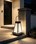 lanterne moderne extérieure étanche noir texture translucide éclairage paysager sol ip65 led assemblage