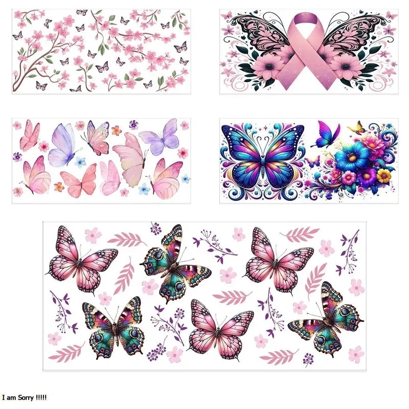 autocollants papillons fleurs tasse imperméable adhésif floral transparent amerique bricolage