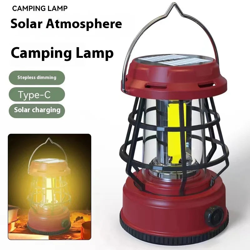 lanterne solaire camping rechargeable led suspendue urgence rouge verte noire vintage métallique