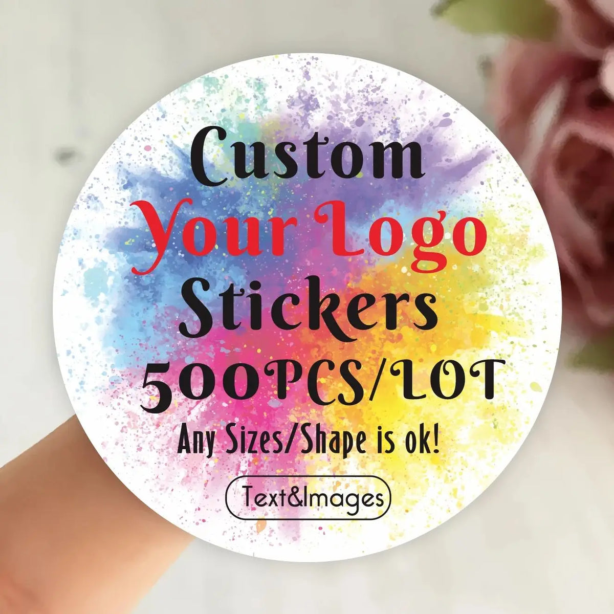 autocollants multicolores personnalisables créatifs joyeux adhésifs textes images fleurs sourires encre splash mariage anniversaire