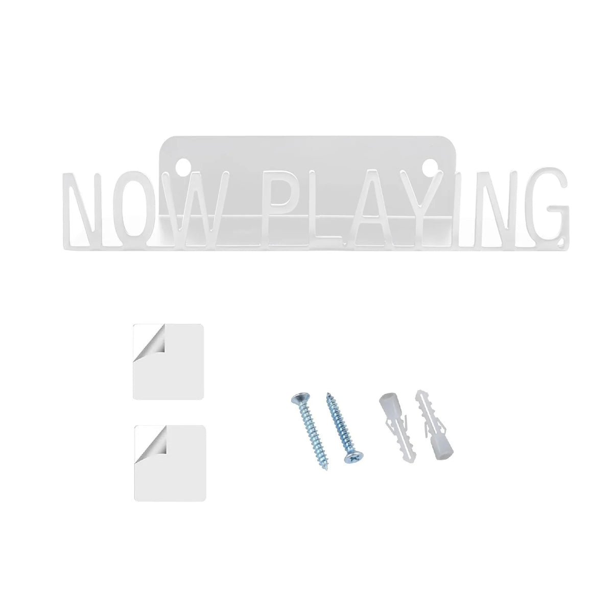 support mural vinyle plaque now playing lettres relief moderne minimaliste noir argenté