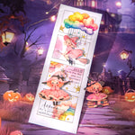 autocollants sorcières halloween personnages citrouilles chats papillons noir rose vert orange