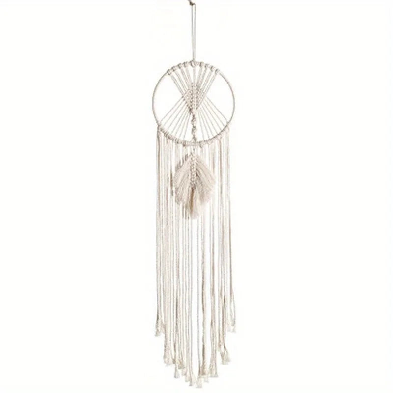 attrape rêves boho chic macramé plume franges beige clair noels réguliers chambre décoration