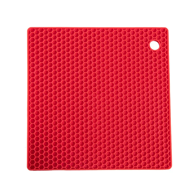 tapis protection cuisine silicone rouge gris moderne texture hexagonale imperméable anti brûlure