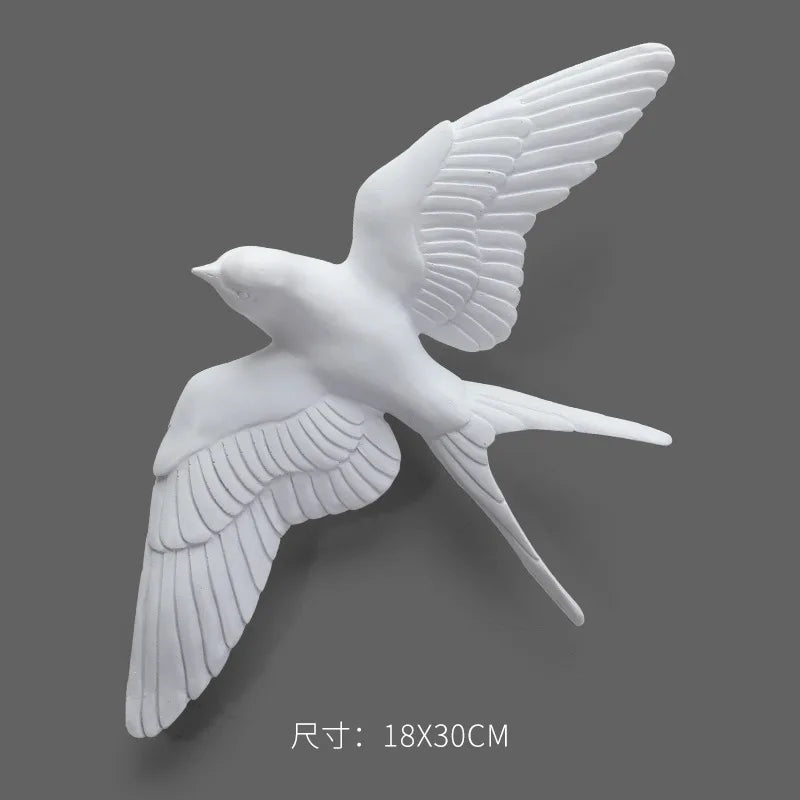 autocollant mural 3d oiseaux vol blanc doré réaliste moderne minimaliste décoration intérieure salon