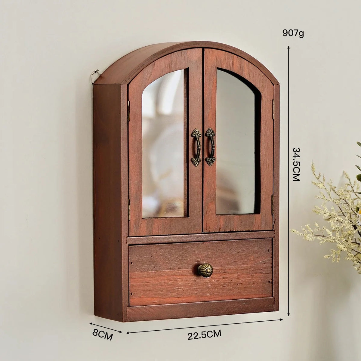 armoire murale bois naturel compartiments poignées métalliques tiroir blanc marron gris anthracite classique rustique