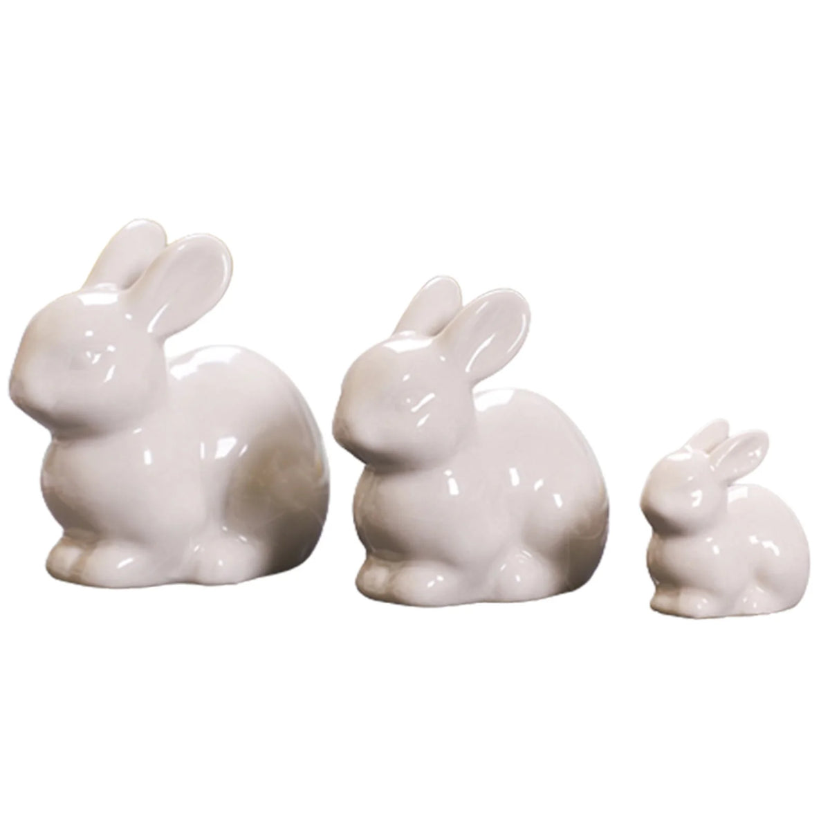 décoration intérieure statue lapin blanc céramique lisse brillante classique moderne petite taille