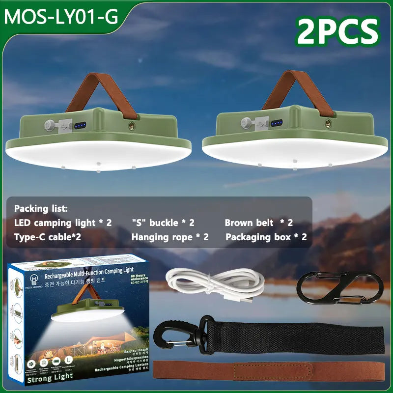 lampe camping led vert olive rechargeable moderne câble usb chargeur portatifextérieur