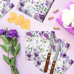 serviettes papier fleur violettes roses pivoines serviettes coeurs anniversaire mariage fêtes