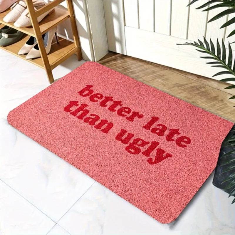 tapis moderne antidérapant taille 100x150cm rouge lettres blanches motif floral