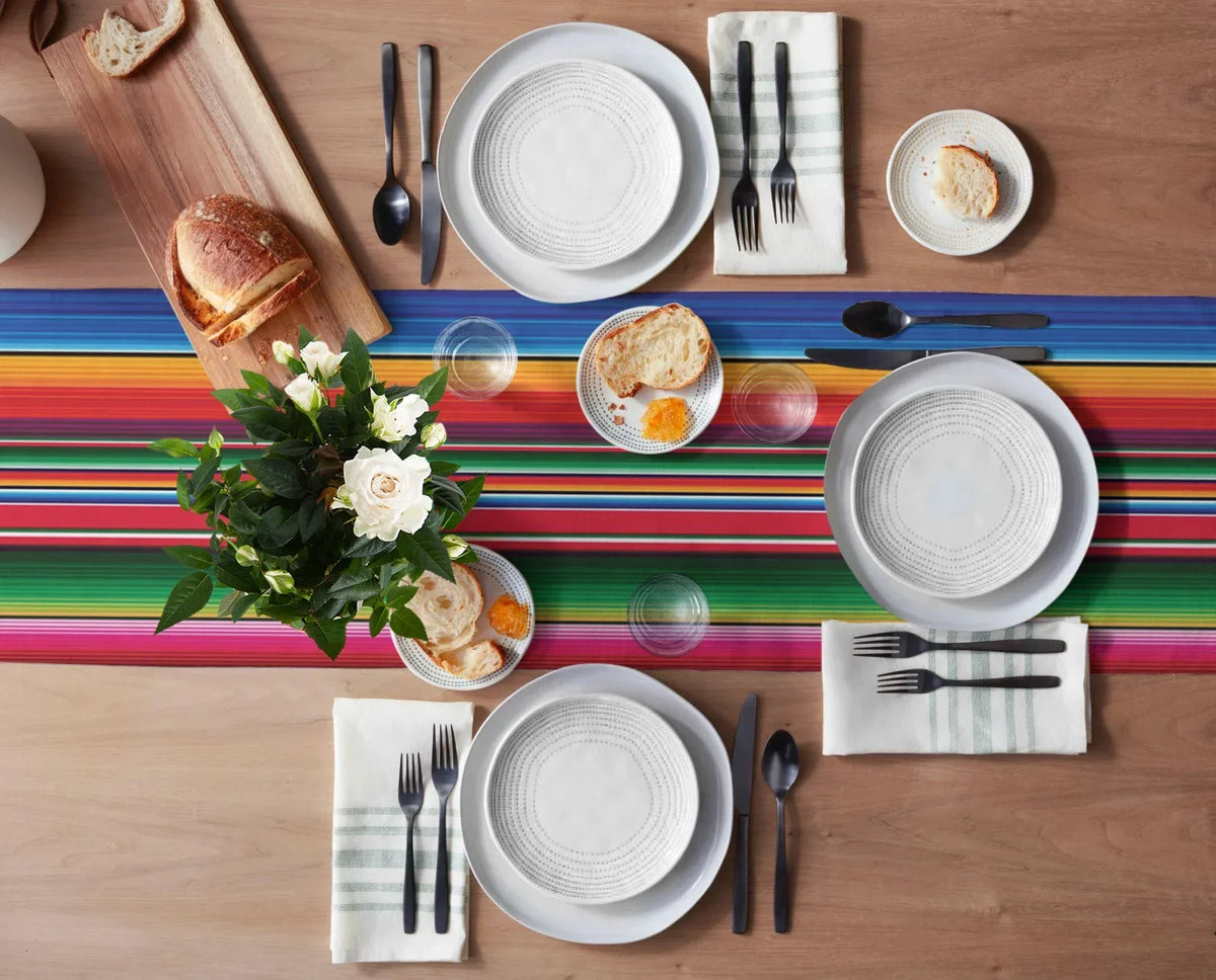 table chemin table lin multicolore rayures jour morts moderne festive