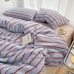 ensemble literie rayures bleu rouge moderne taies oreiller housses décontracté coton mat lit drap