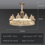 lustre suspendu cristal brillant doré élégant salon chambre 2000 82000 lumens 90 260V