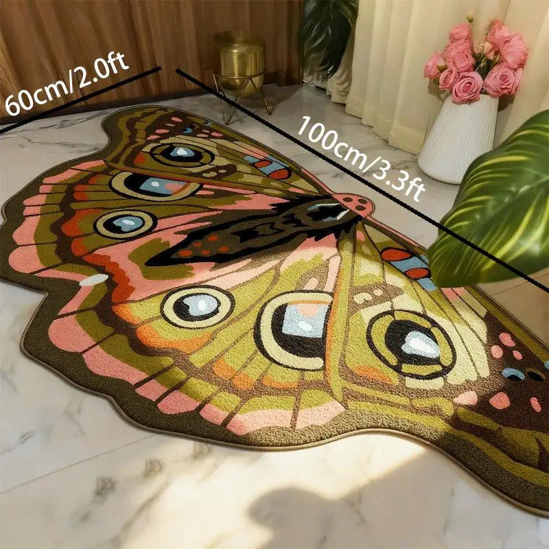 tapis vert marron papillon antidérapant durable salon salle bain cuisine moderne