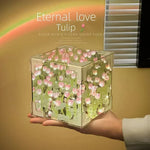 veilleuse cube transparent tulipes lumineuses moderne clips fixation chambre coucher lumière artisanale
