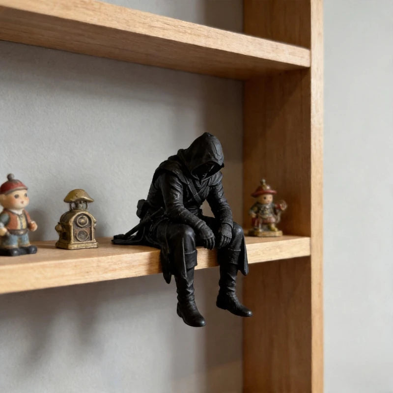 décoration intérieure statue miniature noire texturée réaliste sans électricité maison