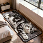 tapis gris imprimé chats moderne antidérapant hand washable durable résistant taches chambre bain