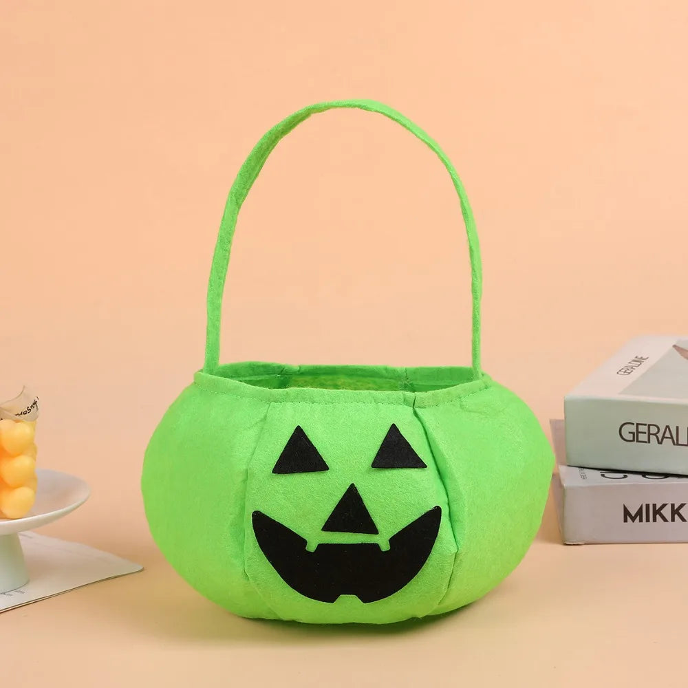 sac main halloween vison sac bonbons fantaisie visage citrouille noir uni
