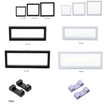 cadre photo transparent moderne clips noir rechargeable 11x11cm 14x14cm 18x18cm 18x7cm 23x9cm