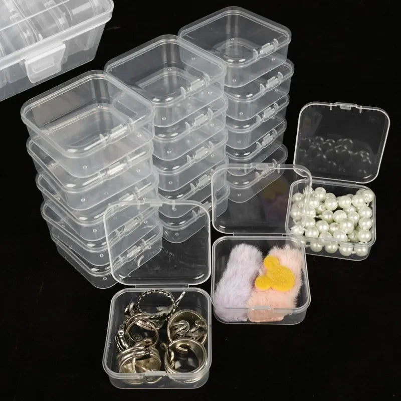 boîtes rangement bijoux transparentes compartiments clips blanches accessoires organisation pratique moderne