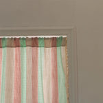 Rideau half rayés semi transparent bohème franges finition lin aspect texturé chambre