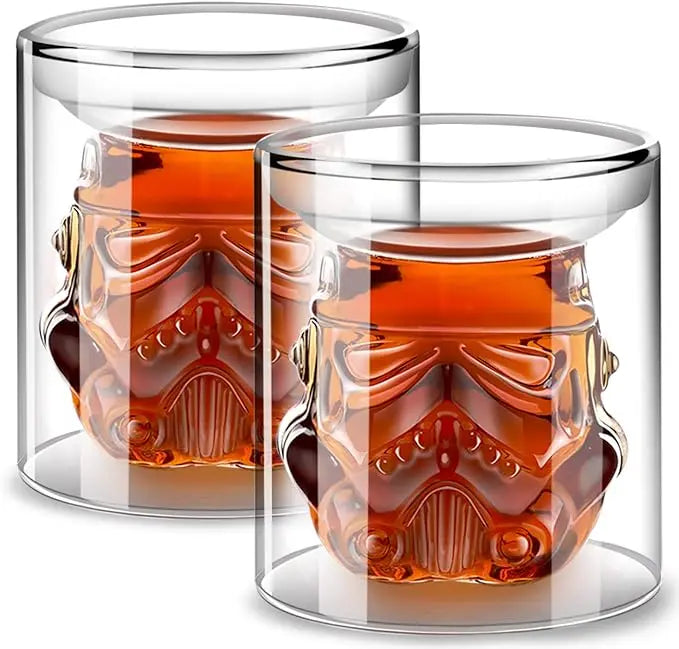 set décanter verres liqueur transparent star wars stormtrooper geek collector ambré argenté 25oz 10oz