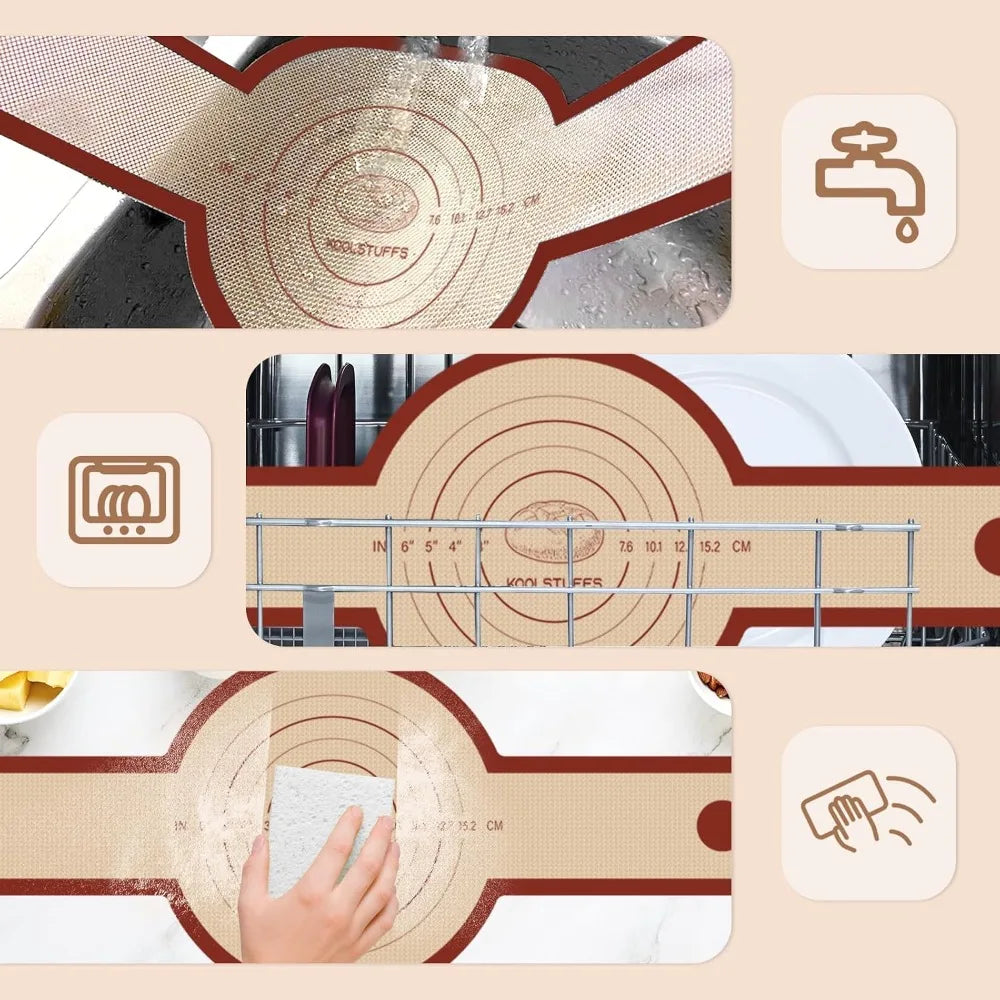 tapis cuisson silicone antiadhésif beige utilitaire poignées pain sourdough pâtisserie lot