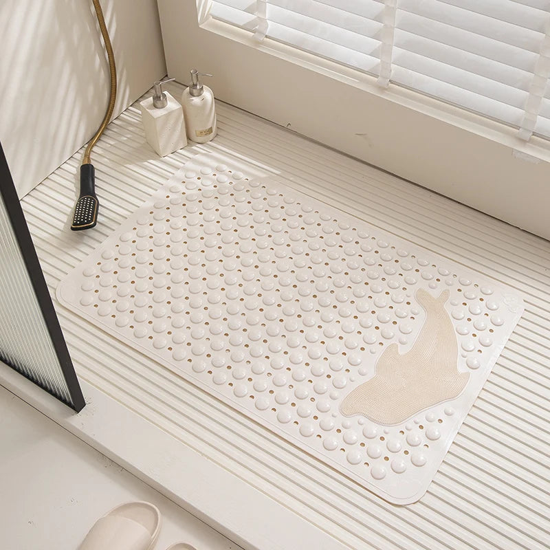 tapis bain antidérapant pvc motifs coquillages animaux gris moderne salle bain