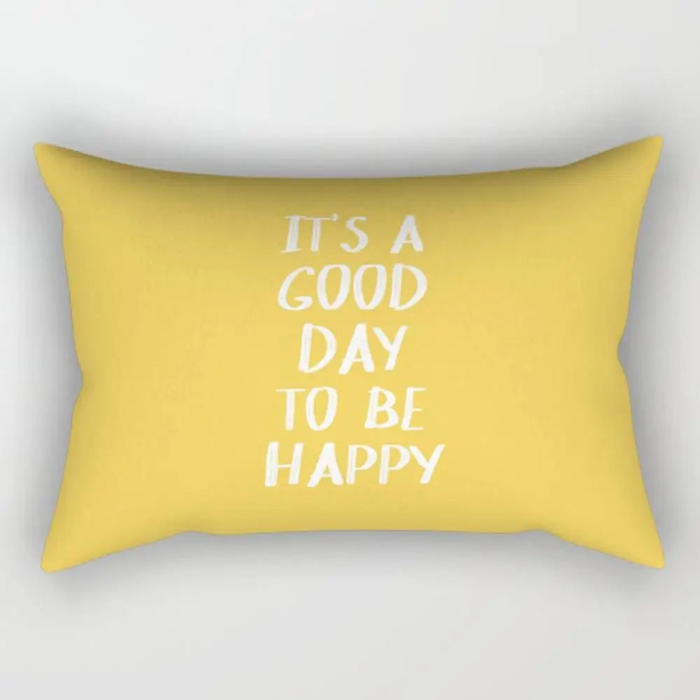 taie d'oreiller rectangulaire jaune clair motif géométrique moderne housse coussin canapé coton 30x50cm